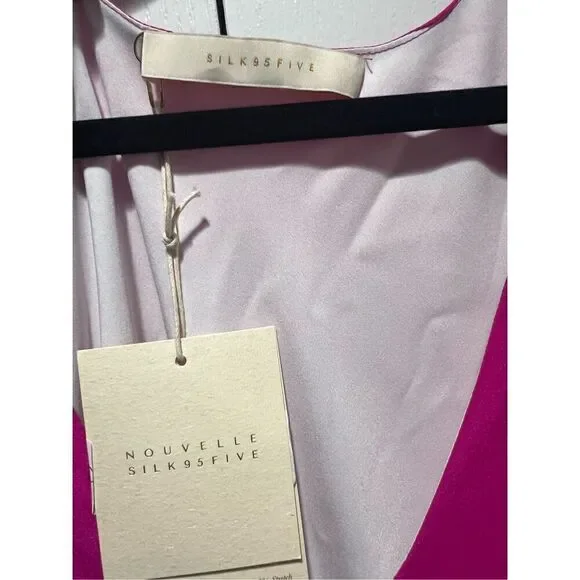 NOUVELLE / SILK95FIVE silk Hot Pink DRESS color: Bougainvillea size S NWT$310 - Picture 4 of 6